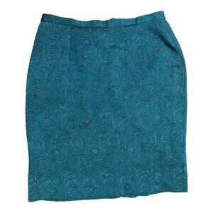 Elegant Teal Jacquard Pencil Skirt – Size 16W (Unbranded)